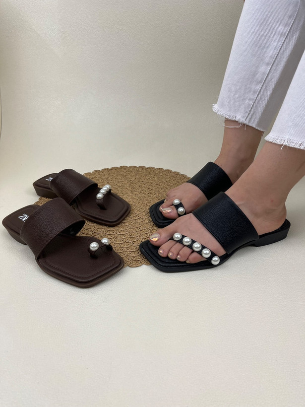 صندل زنانه زارا انگشتی رویه مرواریدی ZARA کد 1558