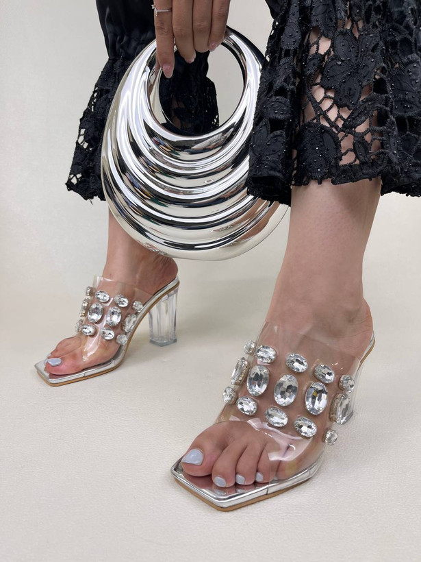 صندل پاشنه دار زنانه رو تلقی نگین دار کد 966