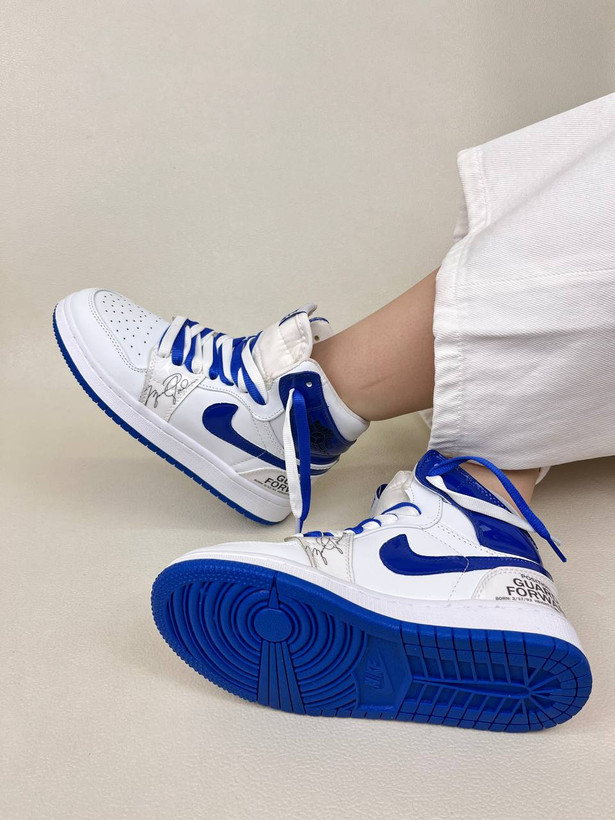 کتونی ساقدار زنانه ایر جردن 1 امضا شیکاگو کینگ بلو 1 NIKE AIR JORDAN کد 912