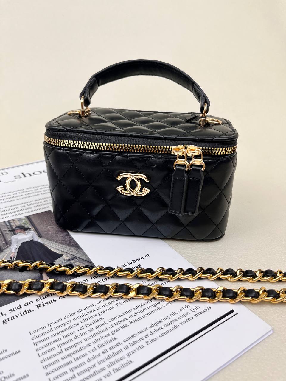 کیف زنانه باکسی دوختی آینه دار شنل CHANEL کد 1670